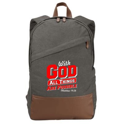 With God All Things Are Possible - Matthew 19:26 Cotton Canvas Backpack