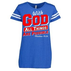 With God All Things Are Possible - Matthew 19:26 Enza Ladies Jersey Football T-Shirt