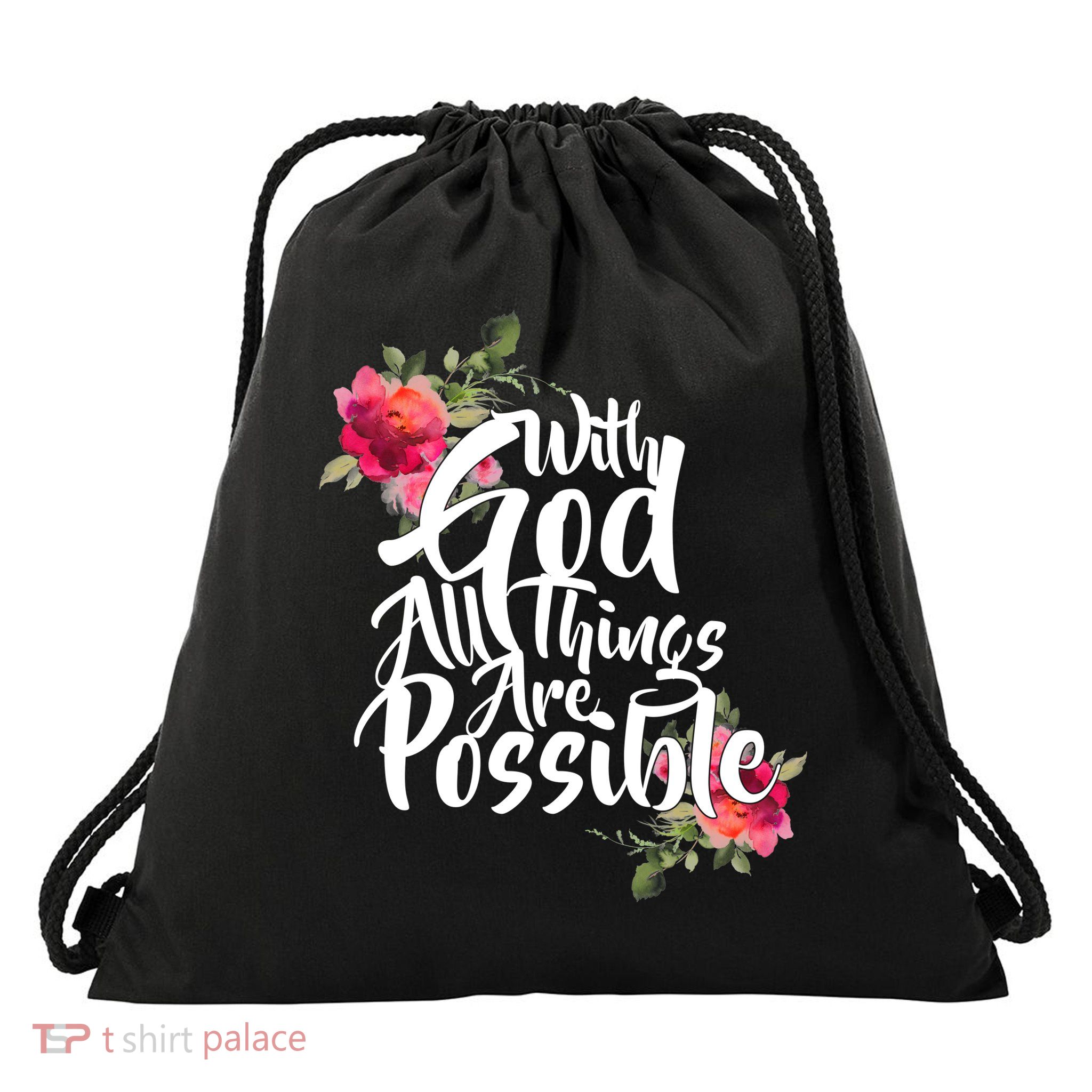 With God All Things Possible Drawstring Bag