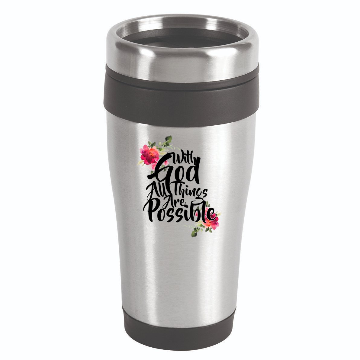 With God All Things Possible 16oz Travel Tumbler