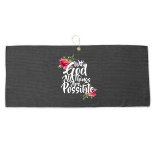 With God All Things Possible Large Microfiber Waffle Golf Towel