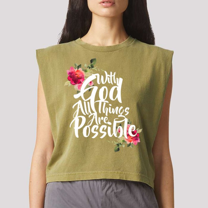 With God All Things Possible Garment-Dyed Women's Muscle Tee