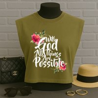 With God All Things Possible Garment-Dyed Women's Muscle Tee