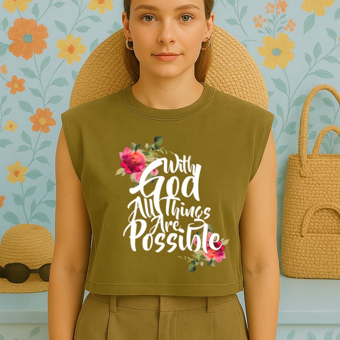 With God All Things Possible Garment-Dyed Women's Muscle Tee