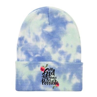 With God All Things Possible Tie Dye 12in Knit Beanie