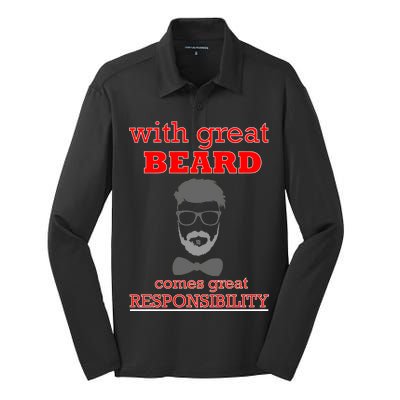 With Great Beard Comes Great Responsibility Silk Touch Performance Long Sleeve Polo