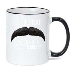 With Great Mustache Comes Great Responsibility  11oz Black Color Changing Mug