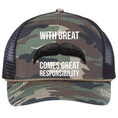 With Great Mustache Comes Great Responsibility  Retro Rope Trucker Hat Cap