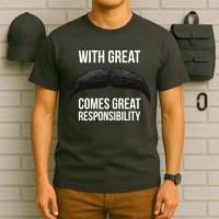 With Great Mustache Comes Great Responsibility  T-Shirt