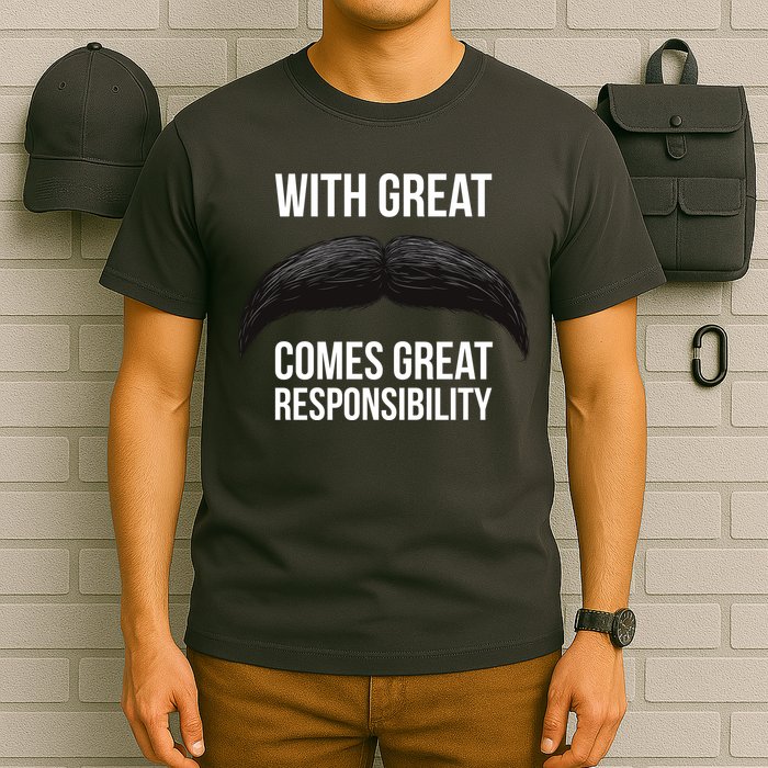 With Great Mustache Comes Great Responsibility  T-Shirt