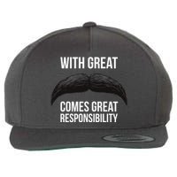 With Great Mustache Comes Great Responsibility  Wool Snapback Cap