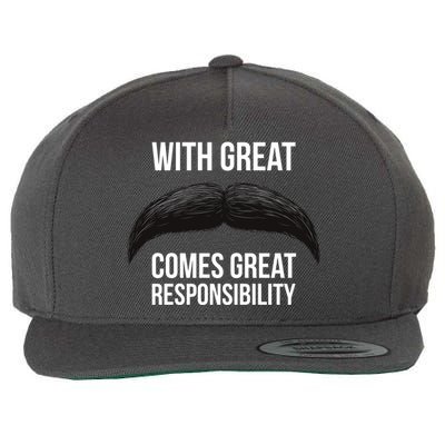 With Great Mustache Comes Great Responsibility  Wool Snapback Cap