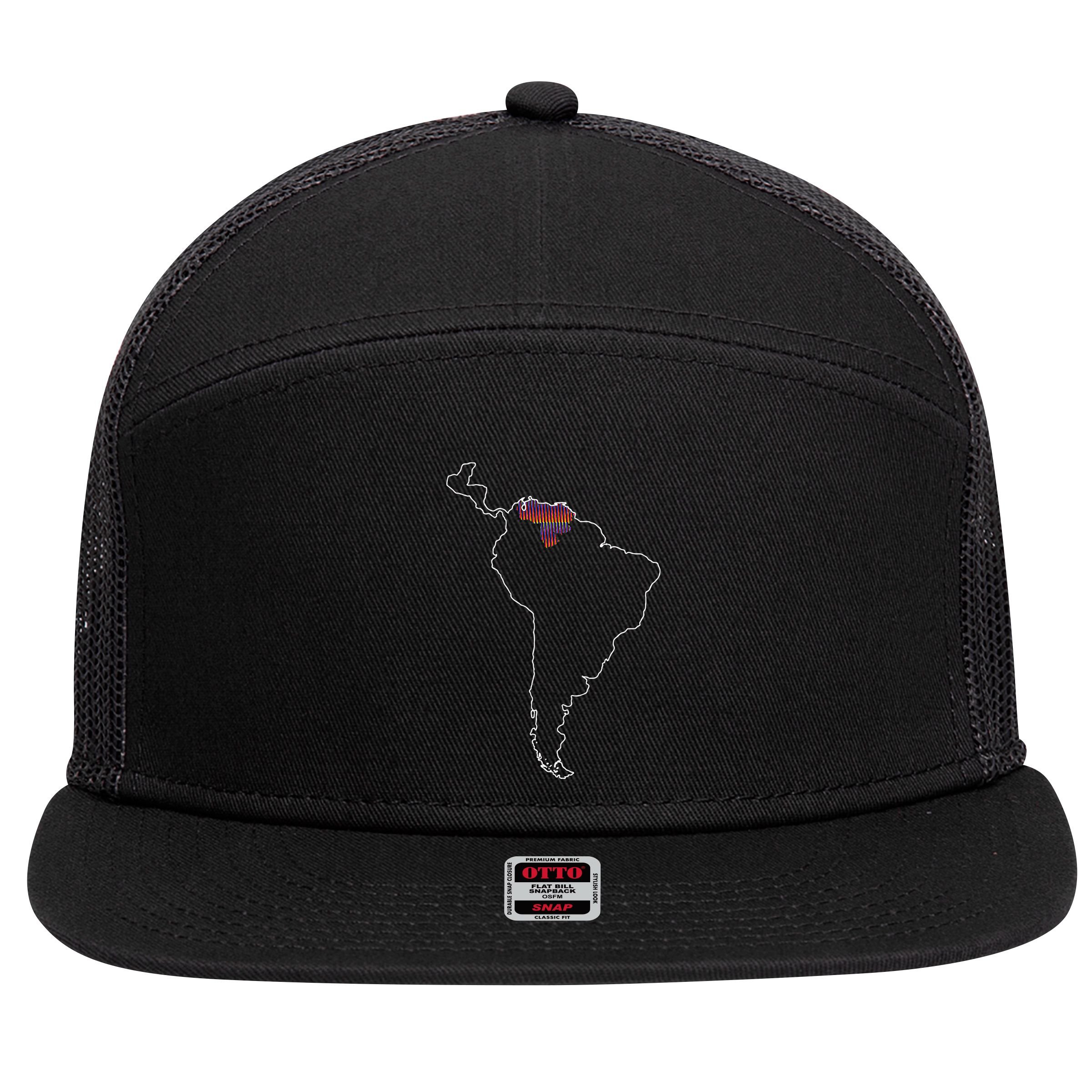 Where Is Venezuela Map Chromatic Art Gift 7 Panel Mesh Trucker Snapback Hat