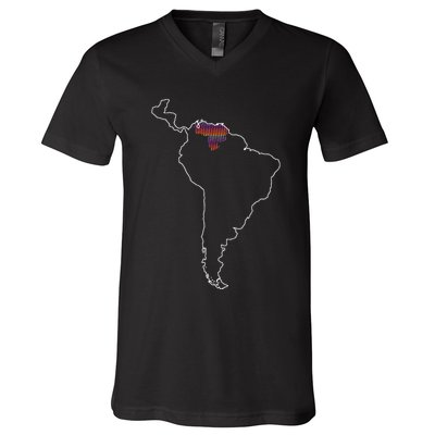 Where Is Venezuela Map Chromatic Art Gift V-Neck T-Shirt