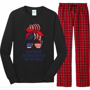 Women Im Voting For The Felon & The Hillbilly 2024 Pro Trump Meme Gift Long Sleeve Pajama Set