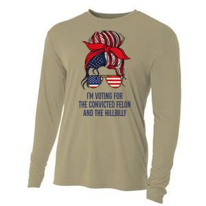 Women Im Voting For The Felon & The Hillbilly 2024 Pro Trump Meme Gift Cooling Performance Long Sleeve Crew