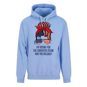 Women Im Voting For The Felon & The Hillbilly 2024 Pro Trump Meme Gift Unisex Surf Hoodie