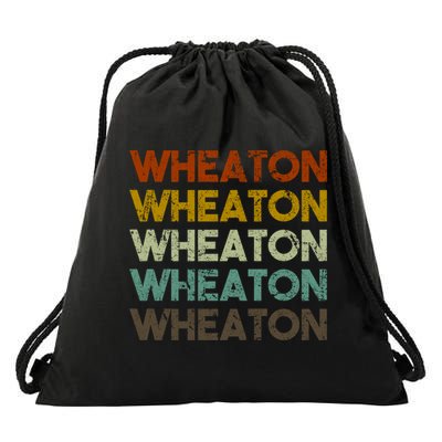 Wheaton Illinois Vintage 80s Retro Style Great Gift Drawstring Bag