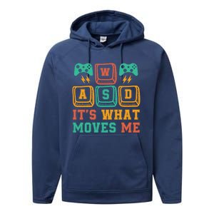 Wasd ItS What Moves Me Funny Pc Gamer Computer Nerd Funny Gift Performance Fleece Hoodie