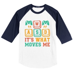 Wasd ItS What Moves Me Funny Pc Gamer Computer Nerd Funny Gift Baseball Sleeve Shirt