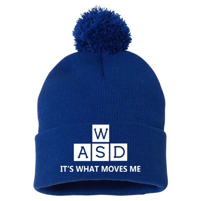 Wasd ItS What Moves Me Funny Pc Gamer Computer Gift Pom Pom 12in Knit Beanie