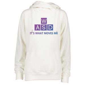 Wasd ItS What Moves Me Funny Pc Gamer Computer Gift Womens Funnel Neck Pullover Hood