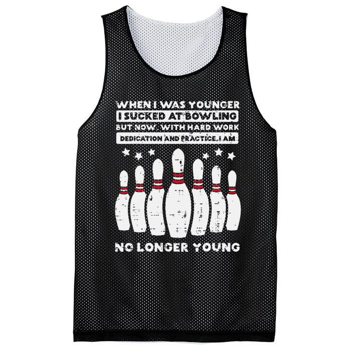 When I Was Younger Bowling Funny Humor Gag Bowler Mesh Reversible Basketball Jersey Tank