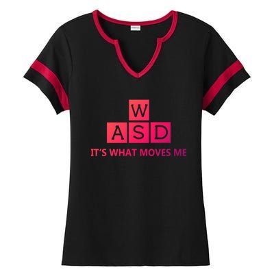 Wasd ItS What Moves Me Funny Pc Gamer Computer Gift Ladies Halftime Notch Neck Tee