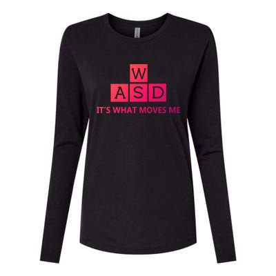 Wasd ItS What Moves Me Funny Pc Gamer Computer Gift Womens Cotton Relaxed Long Sleeve T-Shirt