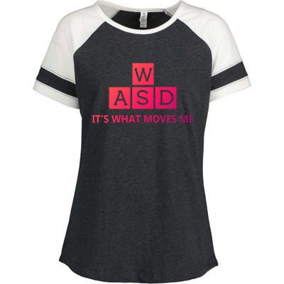 Wasd ItS What Moves Me Funny Pc Gamer Computer Gift Enza Ladies Jersey Colorblock Tee