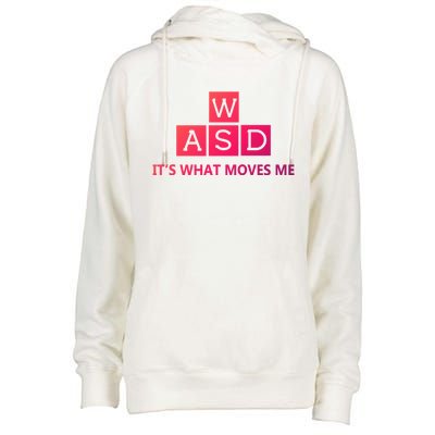 Wasd ItS What Moves Me Funny Pc Gamer Computer Gift Womens Funnel Neck Pullover Hood