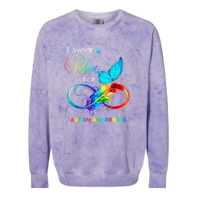 Women I Wear Blue For Autism Awareness Month Gift Colorblast Crewneck Sweatshirt