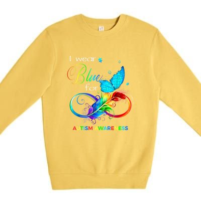 Women I Wear Blue For Autism Awareness Month Gift Premium Crewneck Sweatshirt