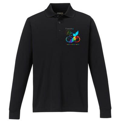 Women I Wear Blue For Autism Awareness Month Gift Performance Long Sleeve Polo