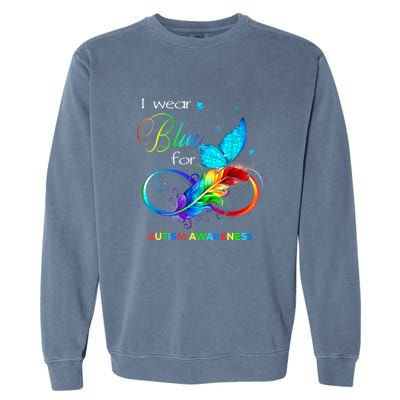 Women I Wear Blue For Autism Awareness Month Gift Garment-Dyed Sweatshirt