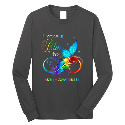 Women I Wear Blue For Autism Awareness Month Gift Long Sleeve Shirt