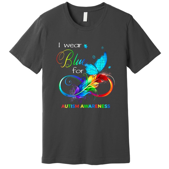 Women I Wear Blue For Autism Awareness Month Gift Premium T-Shirt