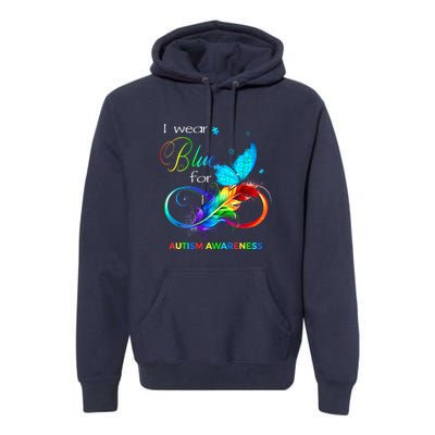 Women I Wear Blue For Autism Awareness Month Gift Premium Hoodie