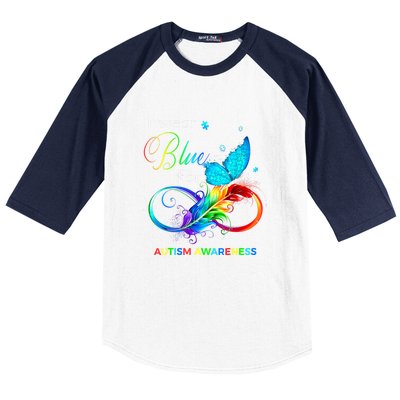 Women I Wear Blue For Autism Awareness Month Gift Baseball Sleeve Shirt