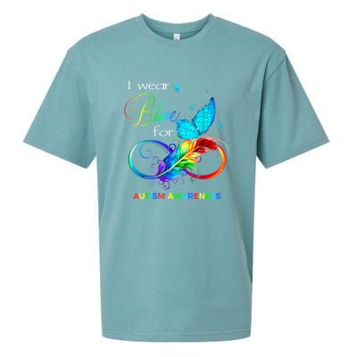 Women I Wear Blue For Autism Awareness Month Gift Sueded Cloud Jersey T-Shirt