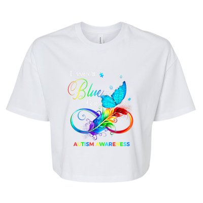 Women I Wear Blue For Autism Awareness Month Gift Bella+Canvas Jersey Crop Tee