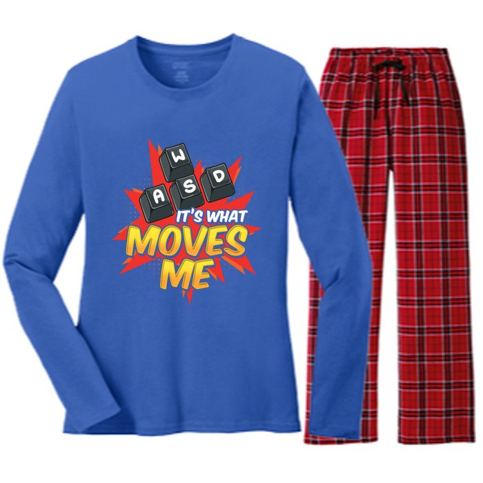 Wasd Its What Moves Me! Funny Pc Gamer Cute Gift Women's Long Sleeve Flannel Pajama Set 