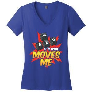 Wasd Its What Moves Me! Funny Pc Gamer Cute Gift Women's V-Neck T-Shirt