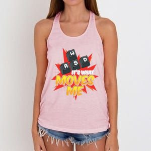 Wasd Its What Moves Me! Funny Pc Gamer Cute Gift Women's Knotted Racerback Tank