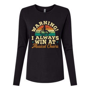 Warning I Win At Musical Chairs Wheelchair Handicap Womens Cotton Relaxed Long Sleeve T-Shirt