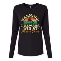 Warning I Win At Musical Chairs Wheelchair Handicap Womens Cotton Relaxed Long Sleeve T-Shirt