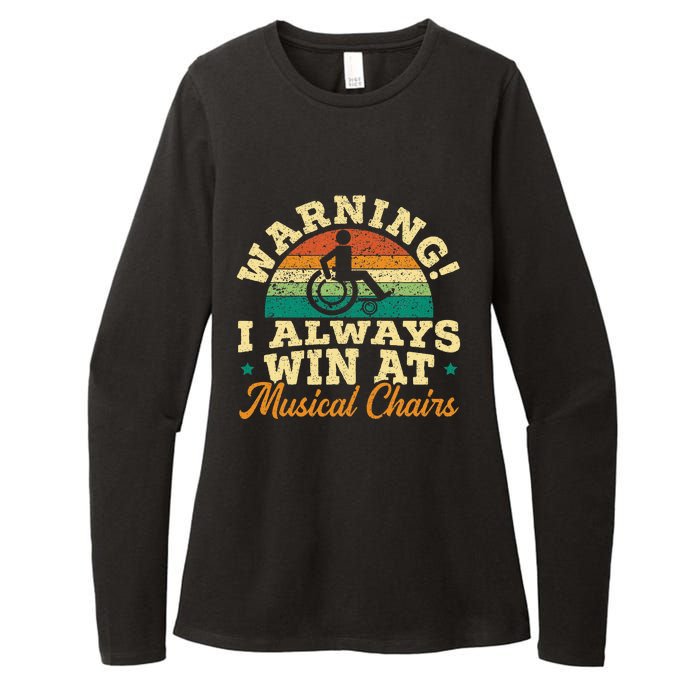 Warning I Win At Musical Chairs Wheelchair Handicap Womens CVC Long Sleeve Shirt