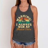 Warning I Win At Musical Chairs Wheelchair Handicap Women's Knotted Racerback Tank