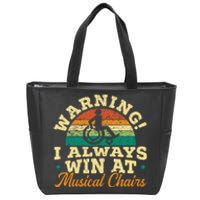 Warning I Win At Musical Chairs Wheelchair Handicap Zip Tote Bag