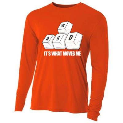 Wasd Its What Moves Me Funny Pc Gamer Gaming Gift Cooling Performance Long Sleeve Crew